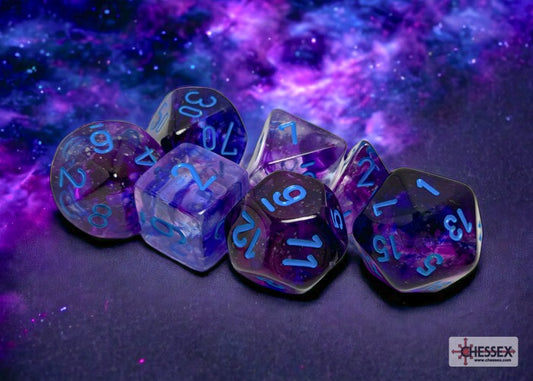 Chessex Nebula Nocturnal/Blue Luminary Polyhedral 7-Dice Set