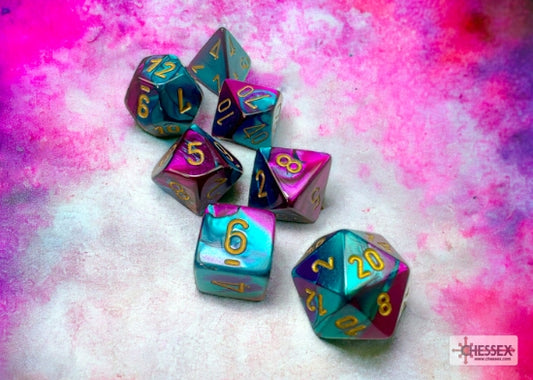 Chessex Gemini Purple-Teal/Gold Polyhedral 7-Dice Set