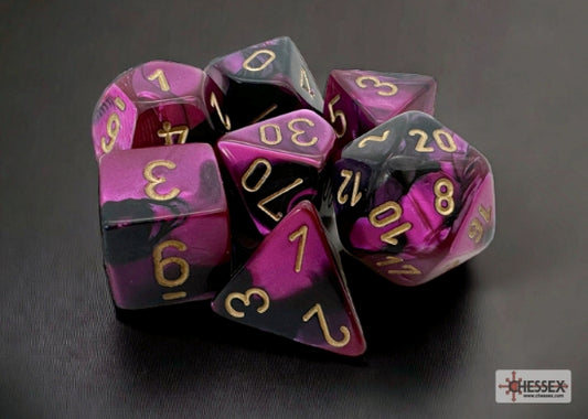 Chessex Gemini Black-Purple/Gold Polyhedral 7-Dice Set