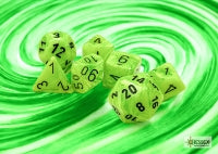 Chessex Vortex Bright Green/Black Polyhedral 7-Dice Set