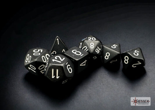 Chessex Opaque Black/White Polyhedral 7-Dice Set