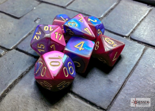 Chessex Gemini Blue-Purple/Gold Polyhedral 7-Dice Set