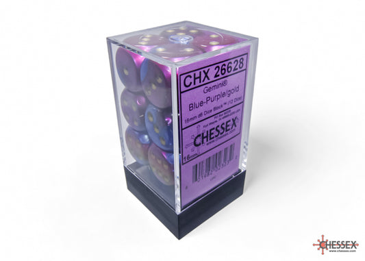 Chessex: 16mm Gemini Blue-Purple/Gold Dice Block