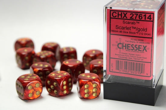 Chessex: 16mm - Scarlet/Gold