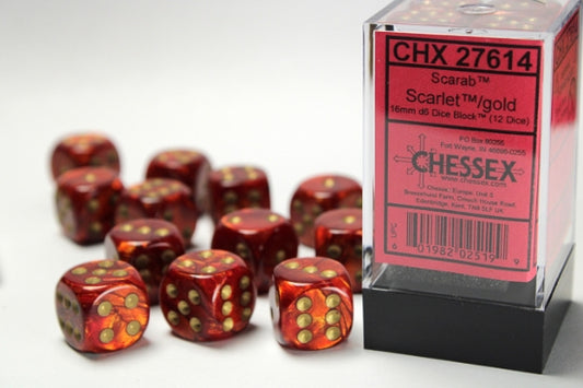 Chessex: 16mm - Scarlet/Gold