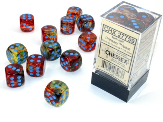 Chessex: 16mm Nebula Primary/Blue Luminary Dice Block