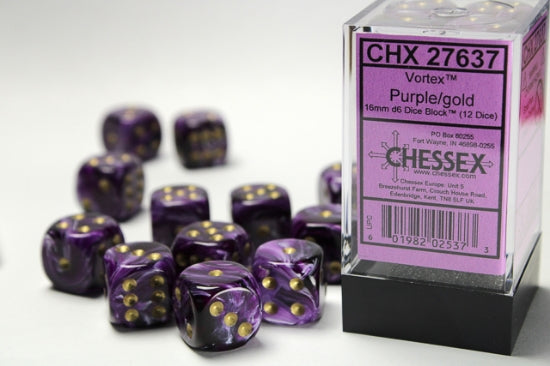 Chessex: 16mm - Vortex Purple/Gold