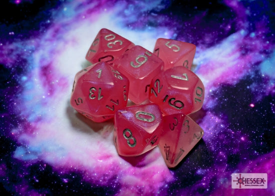 Chessex Borealis Pink/Silver Polyhedral 7-Dice Set
