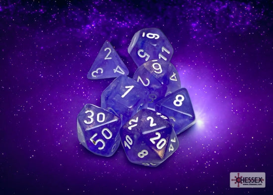 Chessex Borealis Purple/White Luminary Polyhedral 7-Dice Set