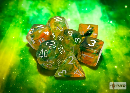 Chessex Nebula Spring/White Luminary Polyhedral 7-Dice Set