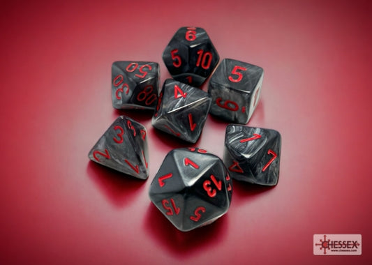 Chessex Velvet Black/Red Polyhedral 7-Dice Set