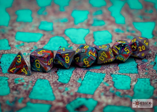 Chessex Festive Mosaic/Yellow Polyhedral 7-Dice Set