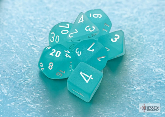 Chessex Frosted Teal/White Polyhedral 7-Dice Set