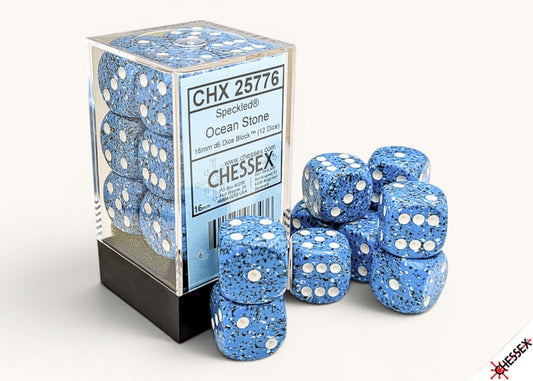 Chessex: 12pc 16mm d6 Dice Block - Speckled Ocean Stone