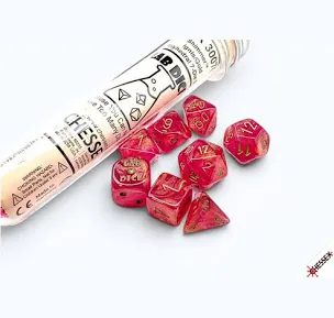 Chessex: 8pc Polyhedral Lab Dice Set - Shimmer Ignis/Gold