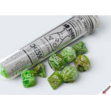 Chessex: 8pc Polyhedral Lab Dice Set - Marble Sour Green/White