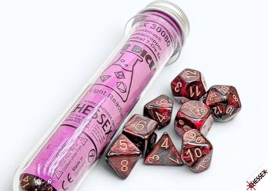 Chessex: 8pc Polyhedral Lab Dice Set - Lustrous Gothic/copper