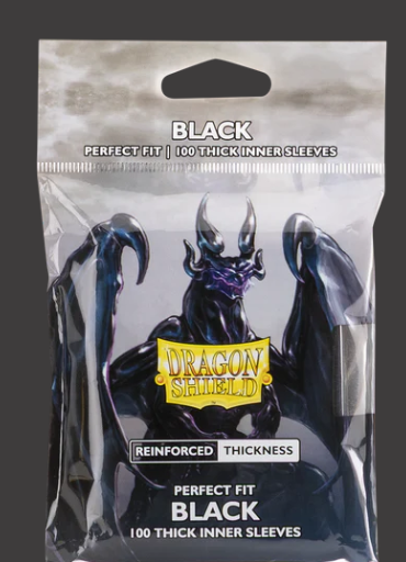 Dragon Shield: Perfect Fit Thick Inner Sleeves - Black (100ct)